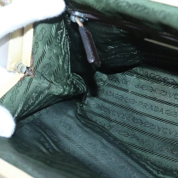 PRADA Shoulder Bag Canvas Leather Brown Silver Auth bs26588 - Picture 12 of 16